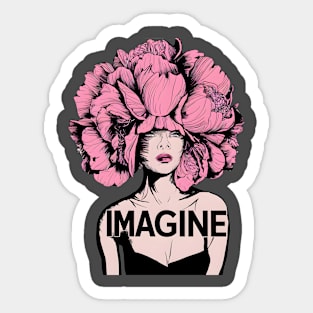 Flower Head Woman Imagine Handdrawn Sticker